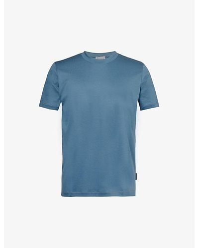 Zimmerli of Switzerland Crewneck Regular-fit Cotton-jersey Pajama Top - Blue
