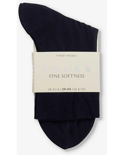 FALKE Fine Softness Stretch Woven-blend Socks - Blue