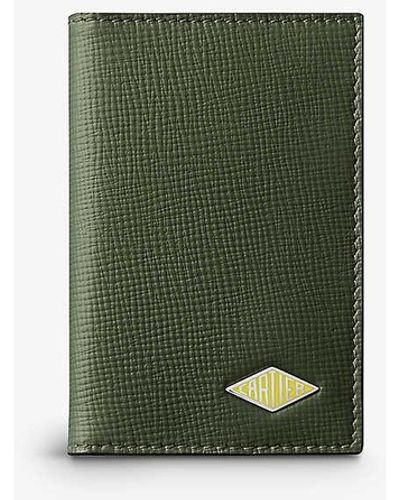 Cartier Losange Logo-plaque Leather And Palladium Card Holder - Green