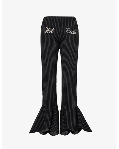 AVAVAV Hot Rich Mid-rise Flared-leg Cotton-blend Pants - Black