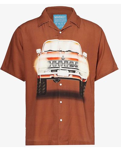 Market Keep Honking Graphic-print Woven Shirt X - Brown