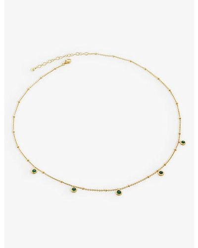 Monica Vinader Mini Green 18ct Yellow -plated Vermeil Recycled Sterling-silver And Onyx Choker Necklace - Natural