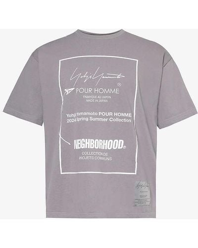 Yohji Yamamoto X Neighborhood Graphic-print Cotton-jersey T-shirt X - Grey