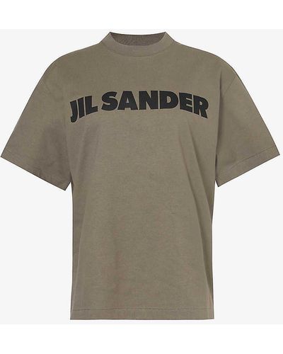 Jil Sander Logo-print Boxy-fit Cotton-jersey T-shirt - Grey