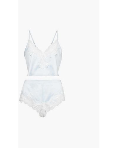 Bluebella Isabella Lace-trim Satin Pyjama Set - White