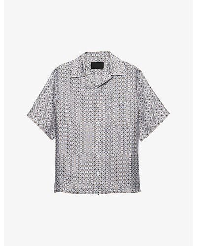 Prada Graphic-print Short-sleeve Silk Shirt - Gray