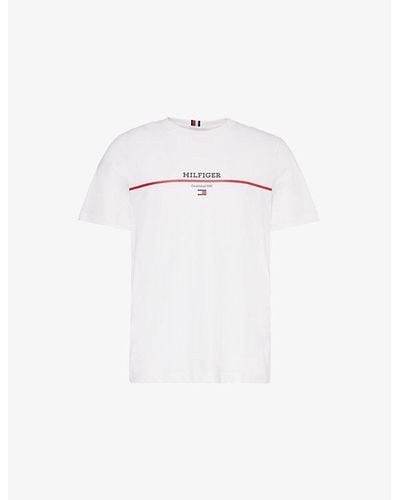 Tommy Hilfiger Logo-embroidered Short-sleeve Cotton-jersey T-shirt Xx - White