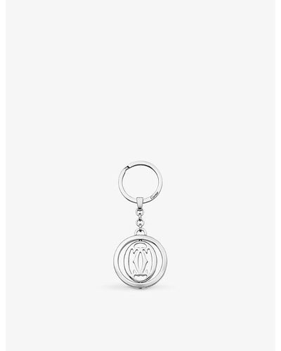 Cartier C Décor Pivoting Stainless- Keyring - White