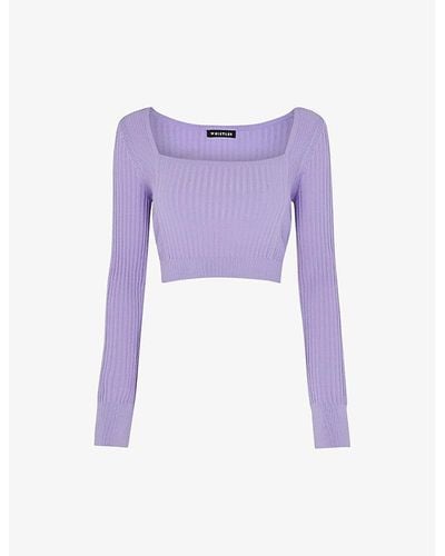 Whistles Cropped Rib-knit Recycled Polyester-blend Top - Purple