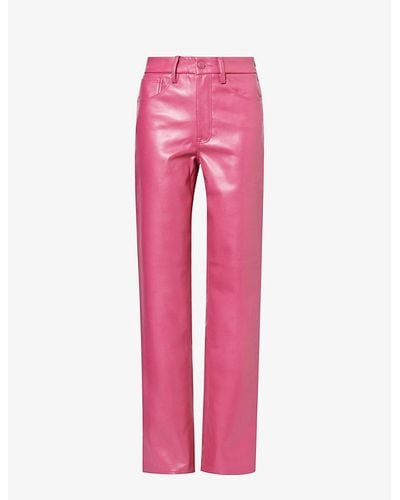 GOOD AMERICAN Good Icon Straight-leg Mid-rise Faux-leather Pants - Pink