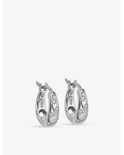 Astley Clarke Celestial Star-engraved Sterling-silver And White Sapphire Hoop Earrings