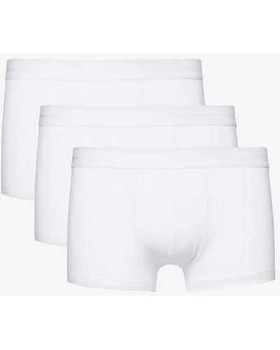 BOSS Pack Of Three Cotton-blend Jersey Trunks - White
