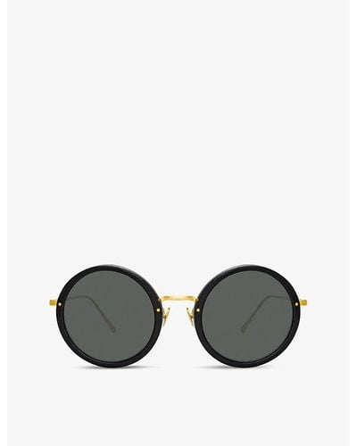 Linda Farrow Tracy Round-frame Acetate And Titanium Sunglasses - Black