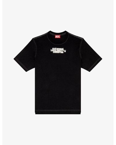DIESEL T-just-slits N6 Logo Text-print Cotton T-shirt - Black