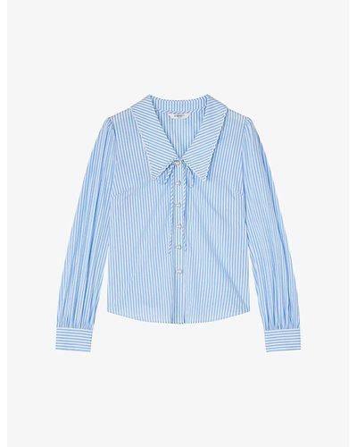LK Bennett Beecham Stripe-pattern Cotton-blend Regular-fit Shirt - Blue