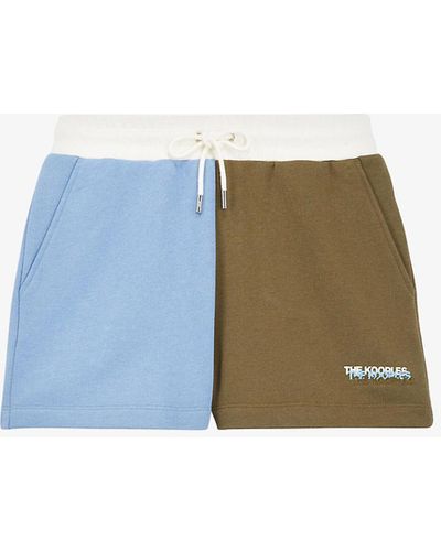 The Kooples Contrast Panel Cotton-jersey Shorts - Multicolour