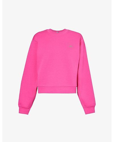 adidas By Stella McCartney Brand-print Ribbed Trims Organic-cotton And Recycled-polyester Blend Sweatshirt - Pink