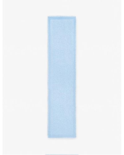 Loewe Anagram-print Fringed-trim Wool-blend Scarf - Blue
