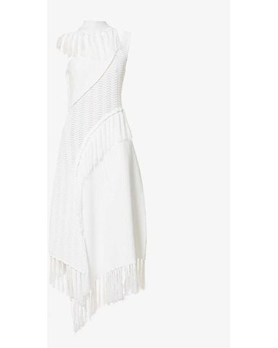 Cult Gaia Saida Tassel-trim Knitted Midi Dress - White
