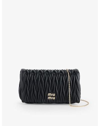 Miu Miu Matelassé Miniborse Leather Top-handle Bag - Black