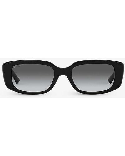 BVLGARI Bv8259 Branded-arm Rectangle-frame Acetate Sunglasses - Black