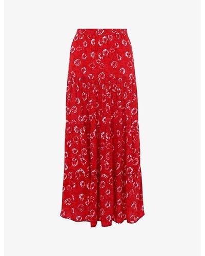 Whistles Tie-dye Tiered Woven Midi Skirt