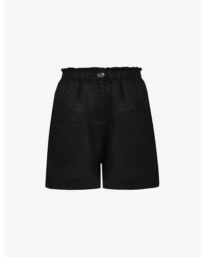 Ro&zo Regular-fit Elasticated-waist Linen Shorts - Black