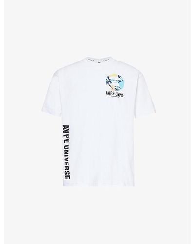 Aape Graphic-print Brand-patch Cotton-jersey T-shirt - White