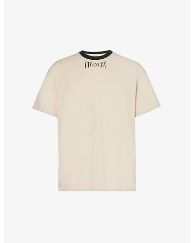 Givenchy Brand-print Ribbed-collar Cotton-jersey T-shirt Xx - Natural