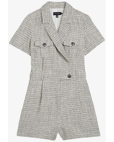 Ted Baker Osamud Wrap-over Boucle Playsuit - Grey