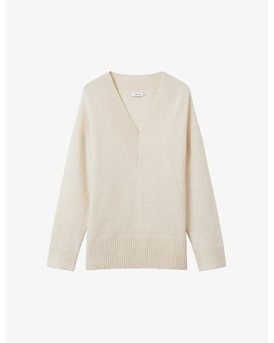 Reiss Seren Oversized Wool-cashmere Blend Sweater - White