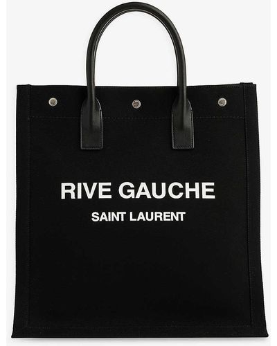 Saint Laurent Noe Cabas Rive Gauche Cotton Tote Bag - Black