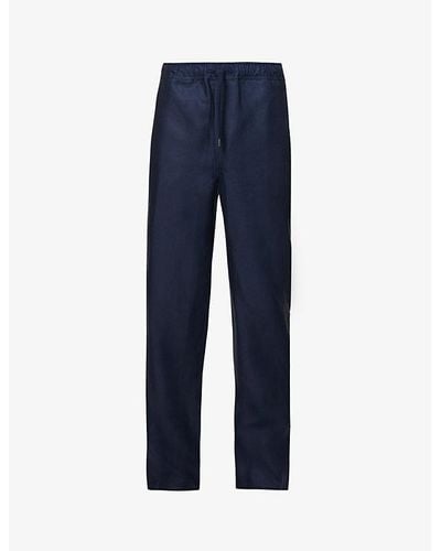 Derek Rose Vy Sydney Regular-fit Straight-leg Linen Pants - Blue