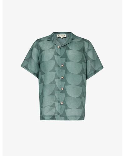 Marané Las Susana Abstract-print Linen Shirt - Green