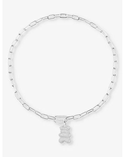 Apm Monaco Snow Yummy Bear Sterling- And Zirconia Clip-pendant Chain Necklace - White