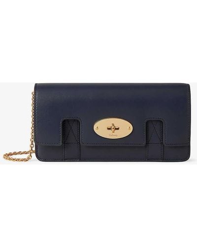 Mulberry East West Bayswater Leather Clutch Bag - Blue