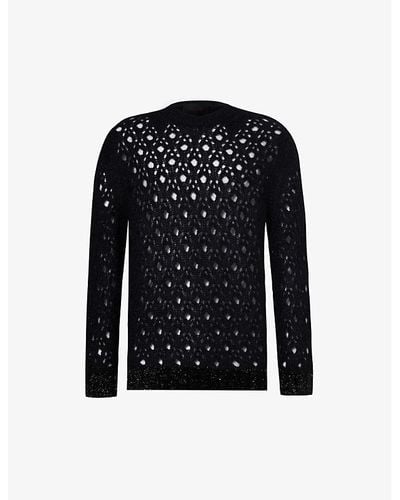 Simone Rocha Metallic-trim Relaxed-fit Wool-blend Sweater - Black