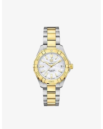 Tag Heuer Wbd1320.bb0320 Aquaracer 18ct Yellow Gold-plated Stainless-steel Quartz Watch - Metallic