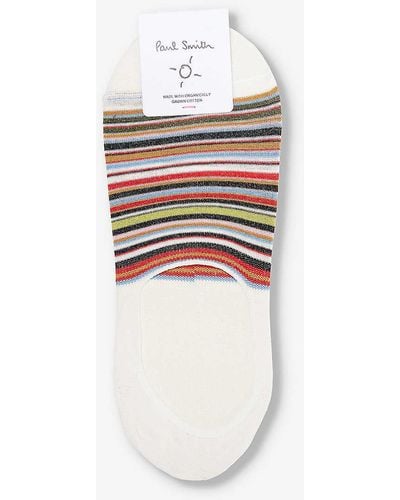 Paul Smith Striped Organic Cotton-blend Socks - White