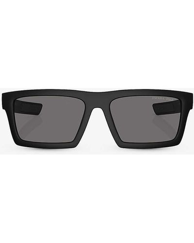 Prada Linea Rossa Ps 02zsu Rectangle-frame Injected Sunglasses - Grey