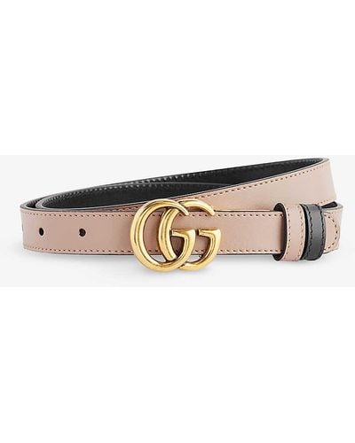 Gucci Gg Marmont Leather Reversible Belt - White