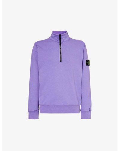 Stone Island Brand-badge Cotton-jersey Sweatshirt X - Purple