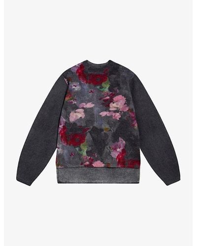 Ted Baker Daysiyy Floral-motif Long-sleeve Wool Sweater X - Blue