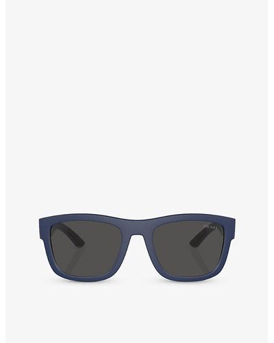 Prada Linea Rossa Ps 01zs Pillow-frame Nylon Sunglasses - Gray
