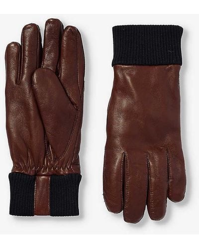 Hestra Fredrik Rib-cuff Leather Gloves - Brown