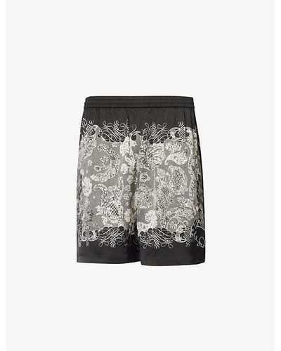 Acne Studios Printed-pattern Relaxed-fit Satin Shorts - Grey
