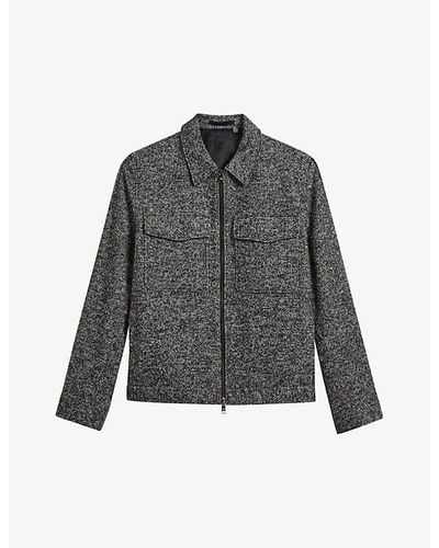 Ted Baker Pabay Wool-blend Overshirt - Gray