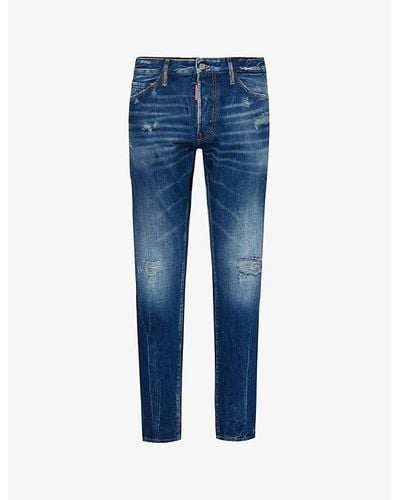 DSquared² Cool Guy Distressed Tapered-leg Jeans - Blue