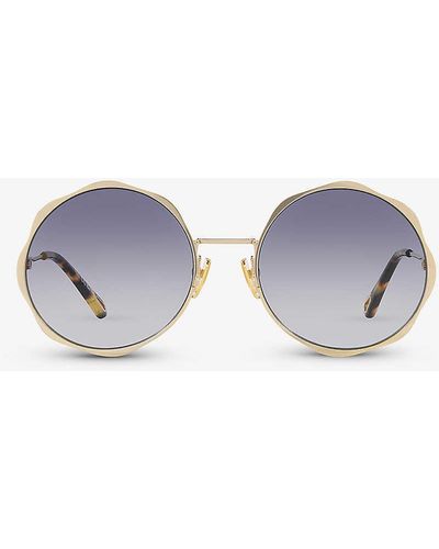 Chloé Ch0184s Round-frame Metal Sunglasses - Blue