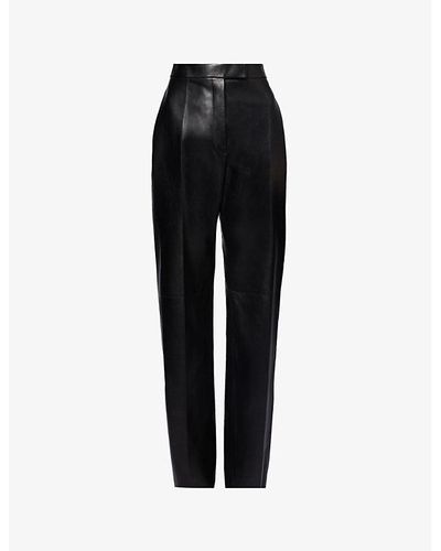 Alexander McQueen Straight-leg Mid-rise Leather Pants - Black